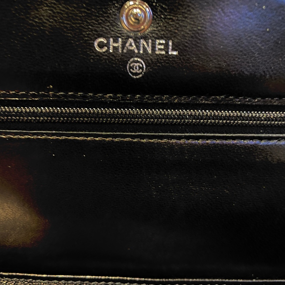 Chanel Black Pebbled Leather Wallet on a Chain - Picture 8 of 13